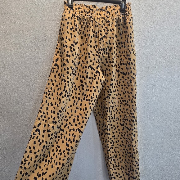Hey Moments Womens Leopard Print Pants Large Tan Black Wide Leg Elastic Waist... - Picture 12 of 14